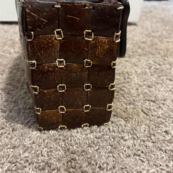 Vintage Coconut Shell Filipino Brown rectangle Native Purse. Beautiful, Unique! - Picture 4 of 5